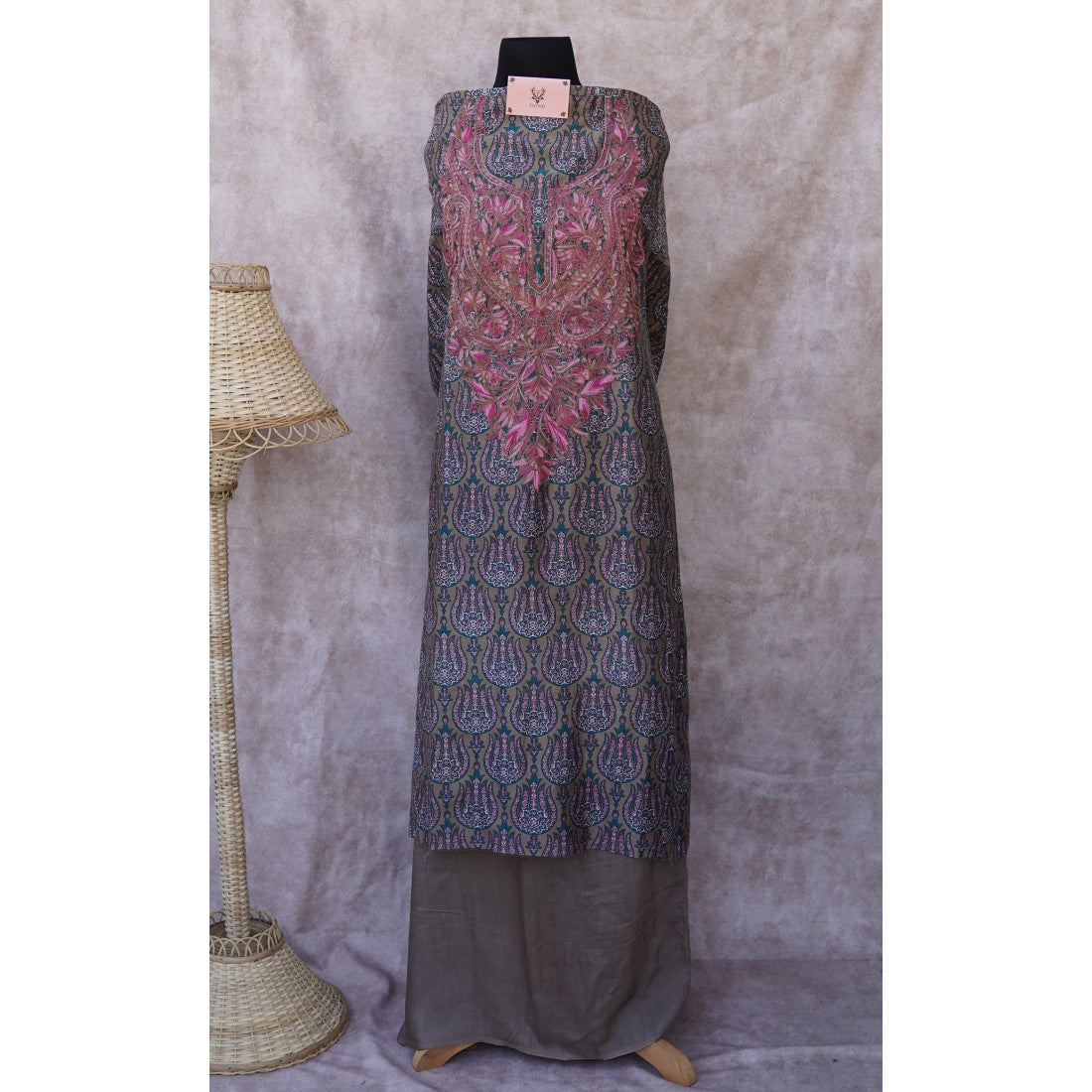 Bloom-Brown-Pink Phiran Set - Printed Phiran Shirt With Bottom