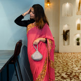 GULABO - Kashmiri Pink Saree with Aari Work