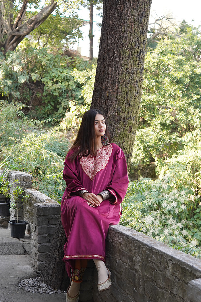 Magenta Velvet Phiran- 'Naaz By Toosh'