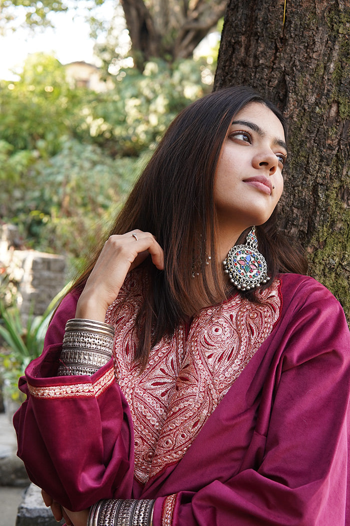 Magenta Velvet Phiran- 'Naaz By Toosh'