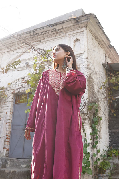 Magenta Velvet Phiran- 'Naaz By Toosh'
