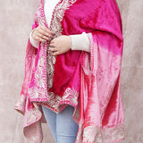 Pink Double Shade Velvet Cape with Zari Embroidery