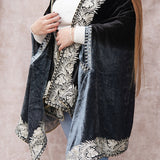 Black-Grey Double Shade Velvet Cape with Zari Embroidery