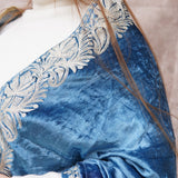 Blue Double Shade Velvet Cape with Zari Embroidery