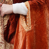 Orange Red Double Shade Velvet Cape with Zari Embroidery