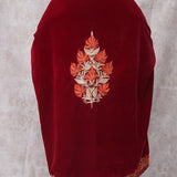 Red Velvet Cape with Antique Zari Embroidery