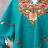 Kashmiri Poncho with Aari Work | Aqua