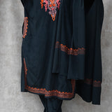 Kashmiri Velvet Black Phiran Set | Phiran with Stole & Bottom
