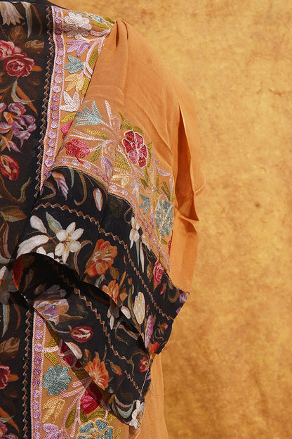 Kashmiri Mustard Printed Kurti with Aari work Embroidery