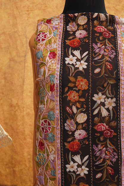 Kashmiri Mustard Printed Kurti with Aari work Embroidery