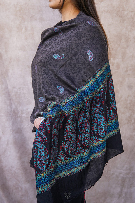 Kashmiri Black Printed Stole