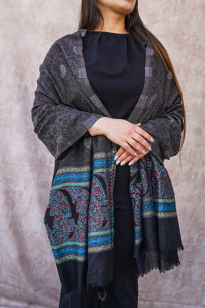 Kashmiri Black Printed Stole