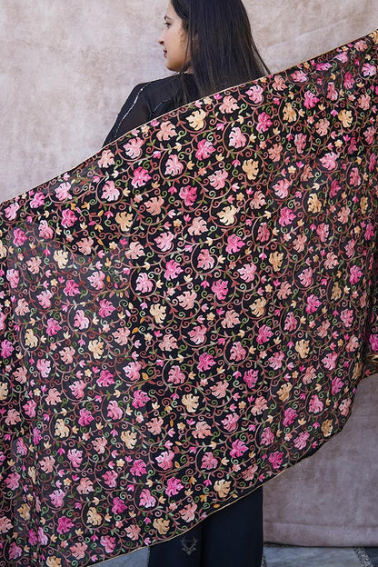 Kashmiri Black Georgette Dupatta/Odhni