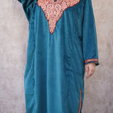 Blue Velvet Phiran With Puff Tilla Embroidery