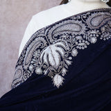 Royal Blue Velvet Shawl with Antique Zari Work