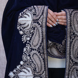 Royal Blue Velvet Shawl with Antique Zari Work