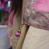 Kashmiri Pink Georgette Cape with Zari Embroidery