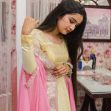 Kashmiri Pink Georgette Cape with Zari Embroidery